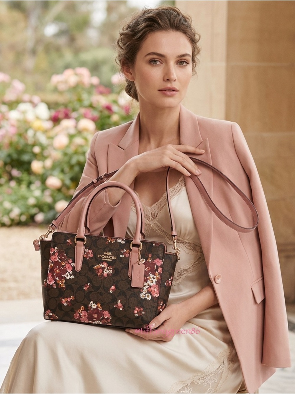 Coach New York Crossbody Sig Medley Bouquet Over Shoulder Handle Purse